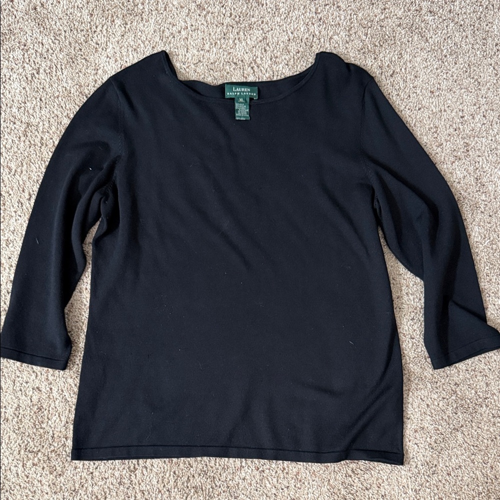 Lauren Ralph Lauren Silk Blend Black Crew Neck Sweater